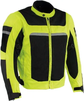 Milwaukee Leather MPM1794 Black Armored Mesh Racer Jacket with Reflective Piping for Men - All Season Jacket