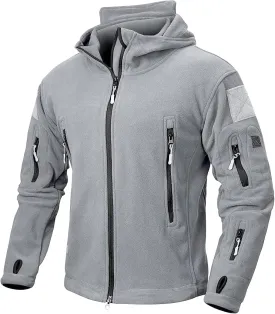 NAVEKULL Men's Tactical Hoodie Fleece Jacket Winter Warm Full-Zip Military Army Outdoor Hiking Coat with 7 Zip-pockets