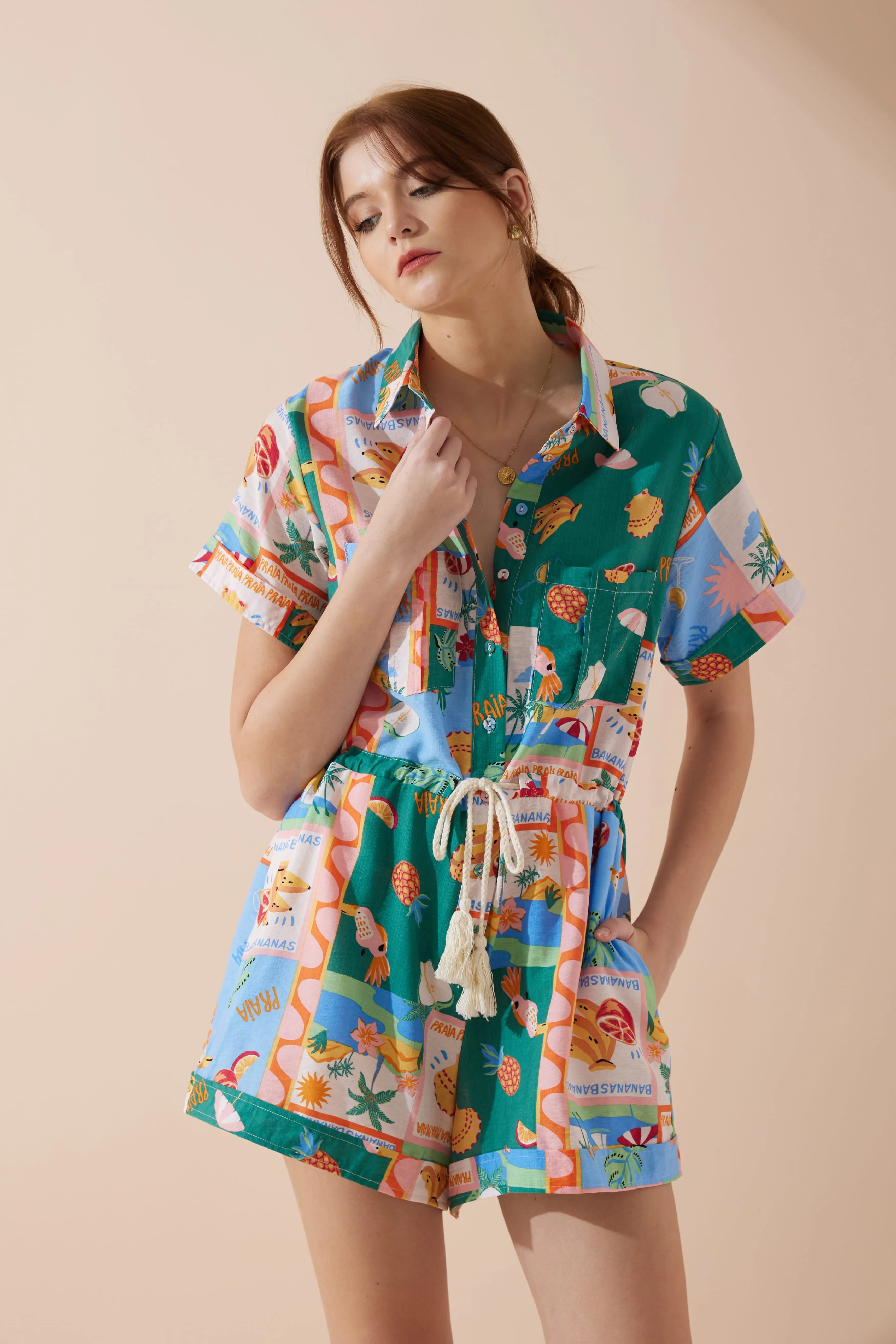 Praia Multicolour Tropical Playsuit