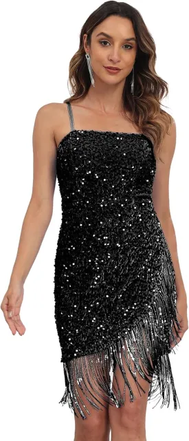 Sparkly Sequin Homecoming Dresses Short for Teens HOCO Dresses 2025 Fringe Homecoming Dress for Women