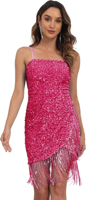 Sparkly Sequin Homecoming Dresses Short for Teens HOCO Dresses 2025 Fringe Homecoming Dress for Women