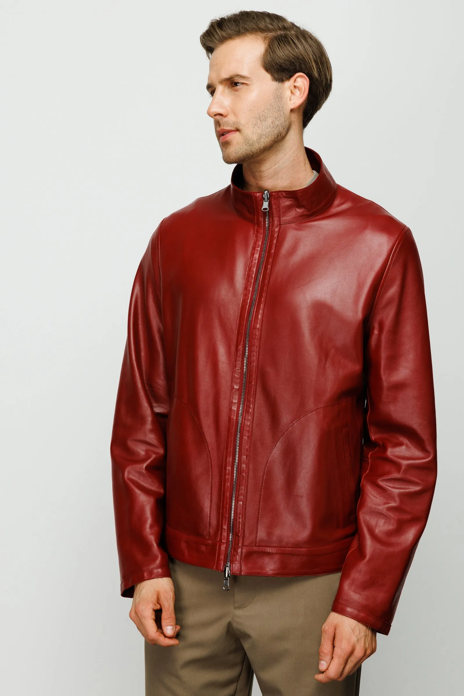 The Del Rio Burgundy Leather Men Jacket