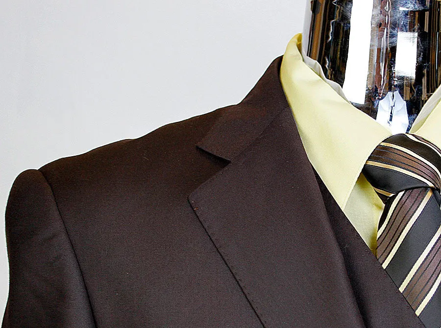 Tzarelli 3 Piece 2-Button Italian Designer Suit - Brown