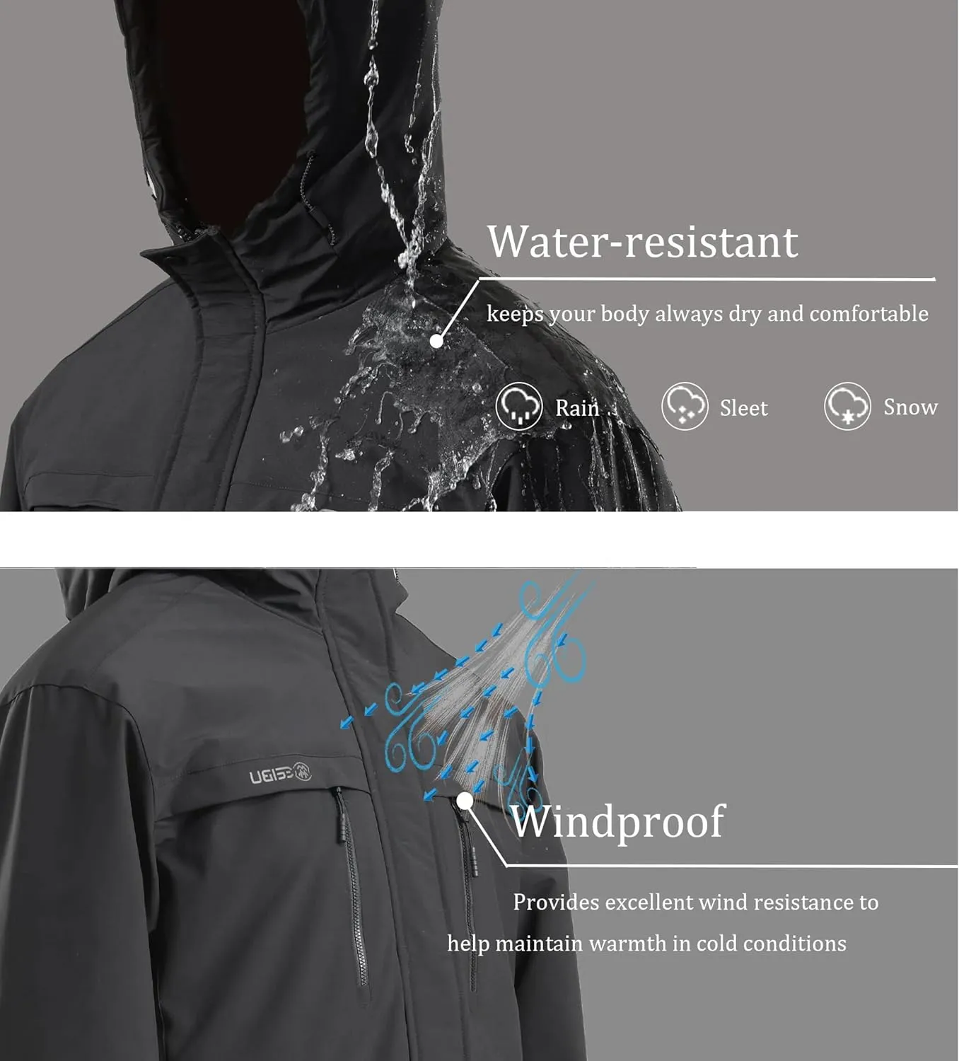 V.A.TOR 189 UNCO&BOROR Women Thermal Insulated Ski Jacket,Waterproof Windproof Coat with Hood for Hiking & Snowboarding