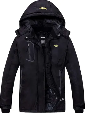 wantdo Women's Mountain Waterproof Ski Jacket Windproof Rain Jacket Winter Warm Hooded Coat