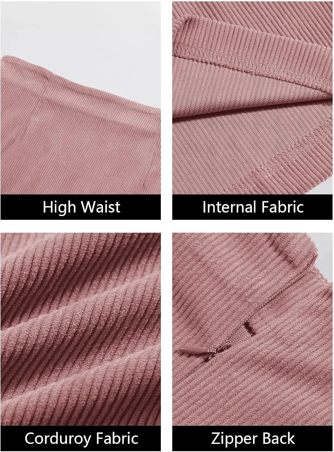 Wenrine Womens Mini Skirt High Waisted Basic Casual A-line Short Pencil Corduroy Skirts