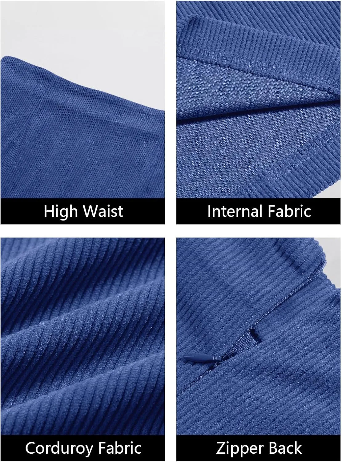 Wenrine Womens Mini Skirt High Waisted Basic Casual A-line Short Pencil Corduroy Skirts