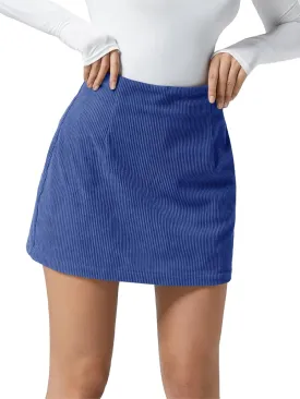 Wenrine Womens Mini Skirt High Waisted Basic Casual A-line Short Pencil Corduroy Skirts