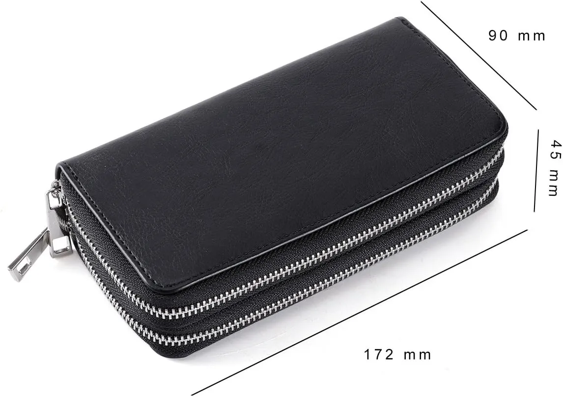 XEYOU Double Zipper Long Clutch Wallet Cellphone Wallet for Women with Removable Wristlet Strap for Credit Card, Cash, Coin, Bill