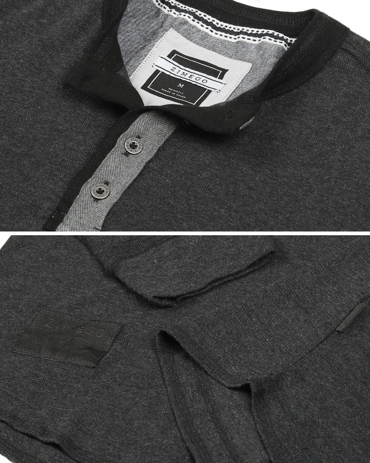 ZIMEGO Men's Long Sleeve Waffle Henley Lightweight Thermal Pullover T-Shirts