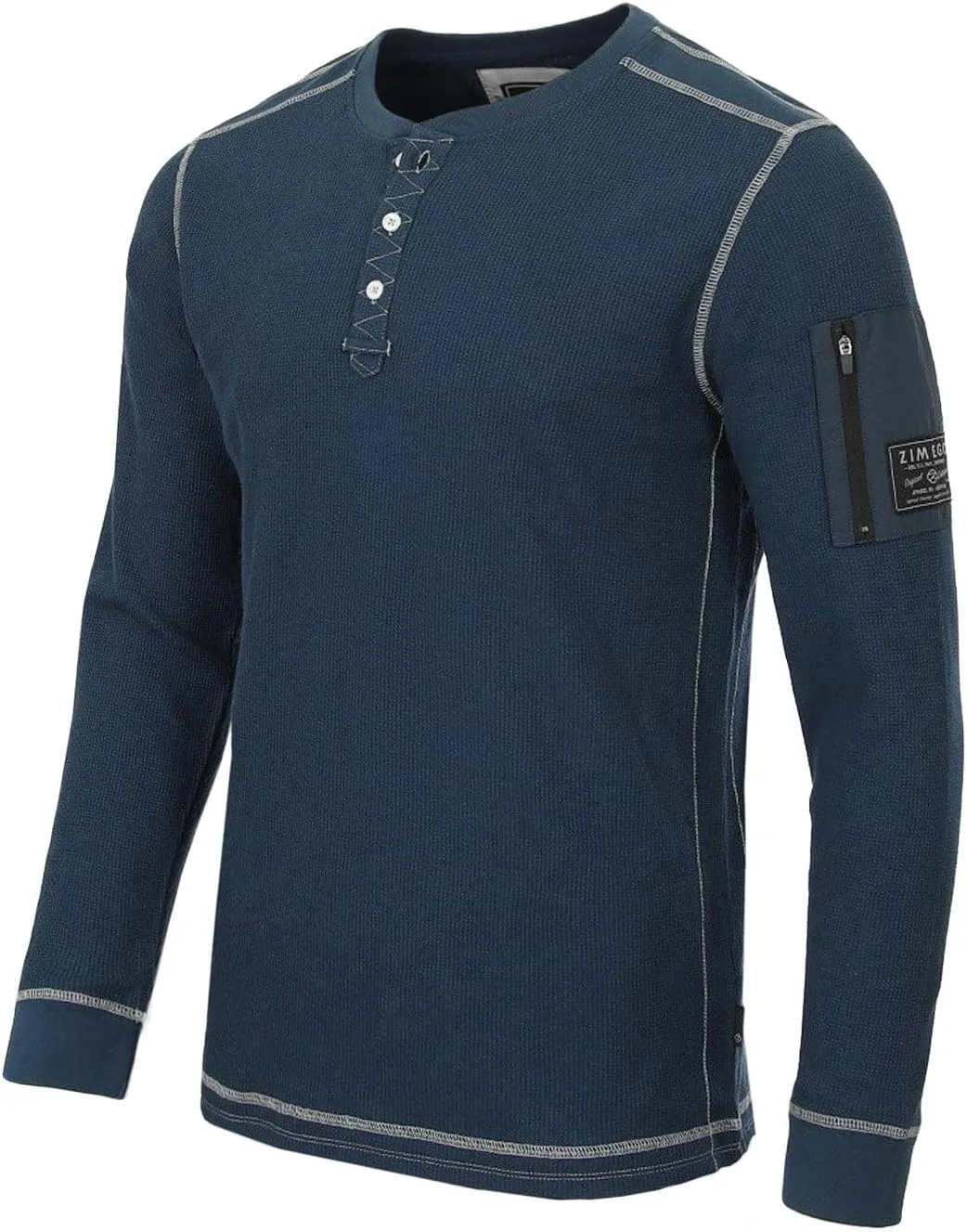 ZIMEGO Men's Long Sleeve Waffle Henley Lightweight Thermal Pullover T-Shirts