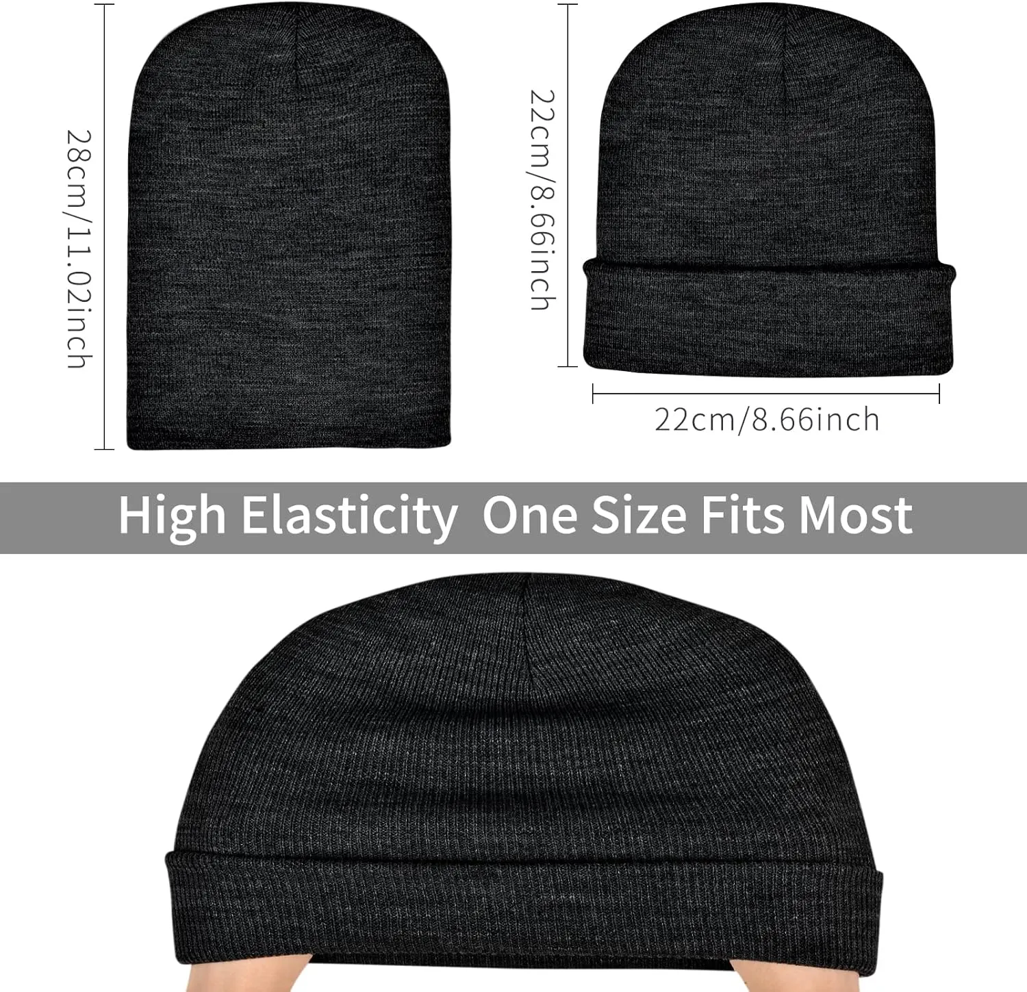 ZOORON 1 & 2 Packs Beanie for Men Women Warm Winter Hats Acrylic Knit Cuffed Beanie Cap Unisex
